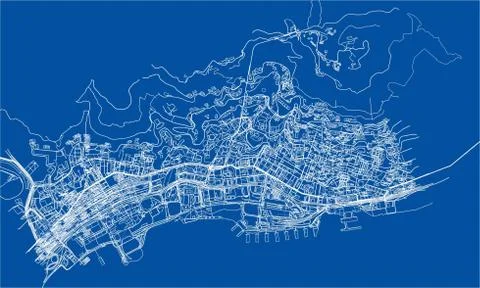 Outline city concept. Wire-frame style Illustrazione stock