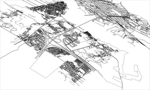 Outline city concept. Wire-frame style Stock-Illustration