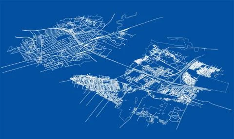 Outline city concept. Wire-frame style Stock Illustration