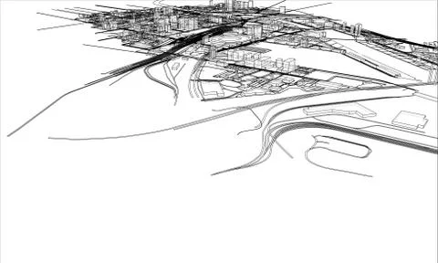 Outline city concept. Wire-frame style Stock-Illustration