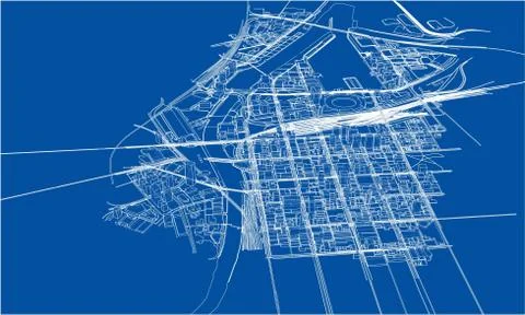 Outline city concept. Wire-frame style Stock-Illustration
