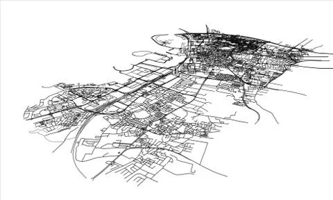 Outline city concept. Wire-frame style Stock Illustration