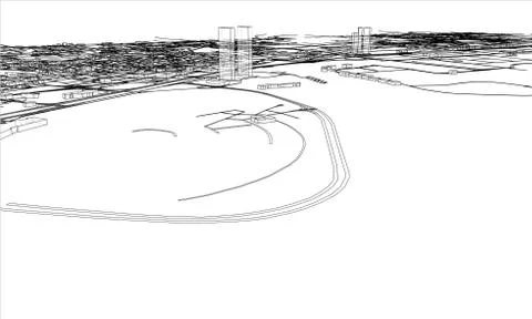 Outline city concept. Wire-frame style Stock Illustration