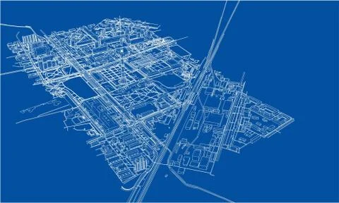 Outline city concept. Wire-frame style Stock Illustration