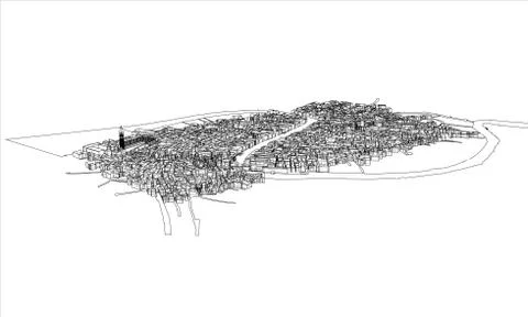 Outline city concept. Wire-frame style Stockillustratie