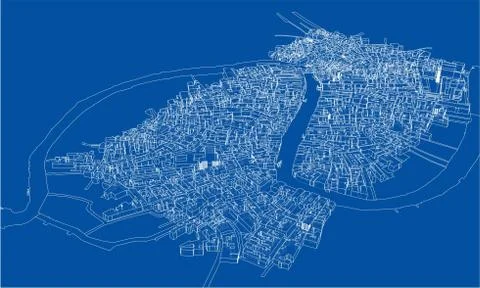Outline city concept. Wire-frame style Stock Illustration