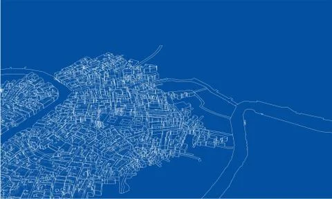 Outline city concept. Wire-frame style 스톡 일러스트