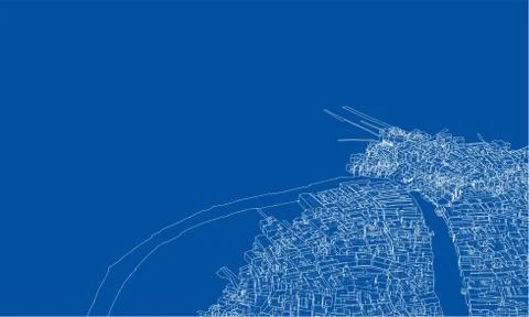 Outline city concept. Wire-frame style Stock Illustration