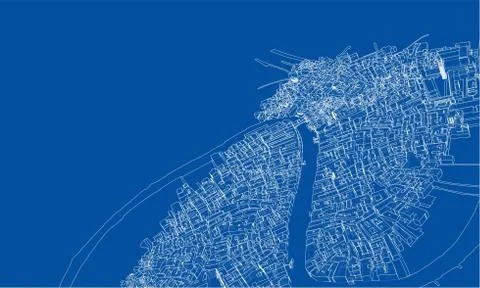Outline city concept. Wire-frame style Stock Illustration