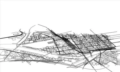 Outline city concept. Wire-frame style 스톡 일러스트
