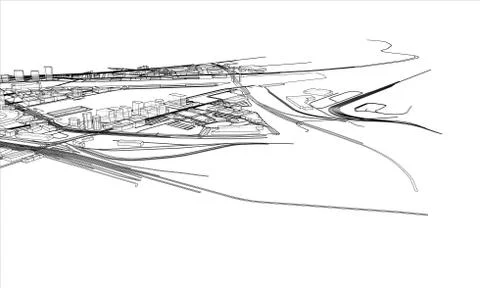Outline city concept. Wire-frame style Stock Illustration