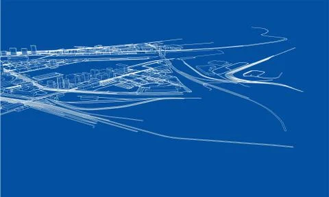 Outline city concept. Wire-frame style Stock Illustration