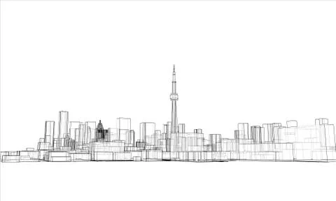 Outline city concept. Wire-frame style Stock Illustration