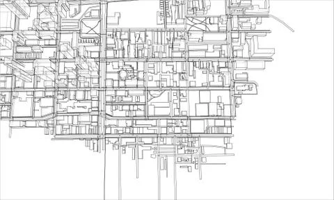 Outline city concept. Wire-frame style Stock Illustration