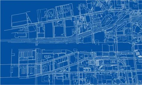 Outline city concept. Wire-frame style 스톡 일러스트