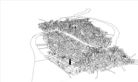 Outline city concept. Wire-frame style Stockillustratie