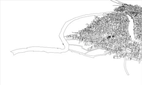 Outline city concept. Wire-frame style 스톡 일러스트