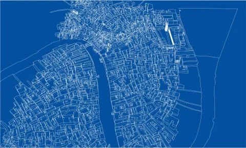 Outline city concept. Wire-frame style Stock Illustration