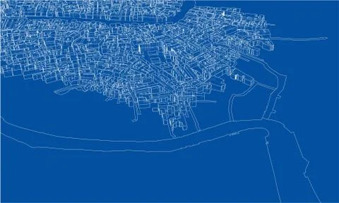Outline city concept. Wire-frame style Stock Illustration