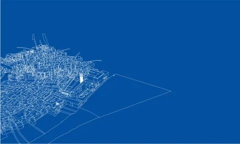 Outline city concept. Wire-frame style Stock Illustration