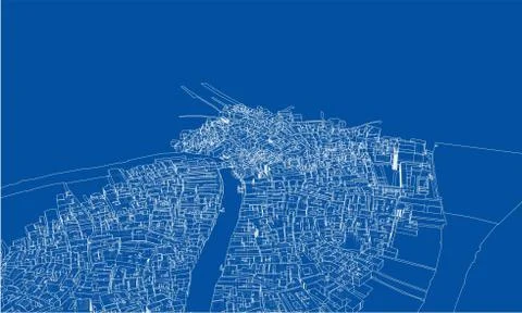 Outline city concept. Wire-frame style 库存插图