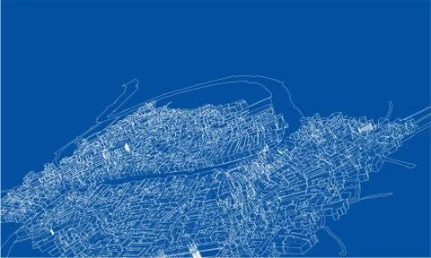 Outline city concept. Wire-frame style Stock Illustration