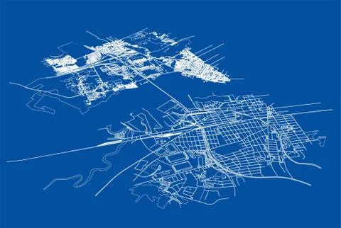 Outline city concept. Wire-frame style Stock Illustration