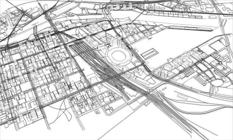Outline city concept. Wire-frame style Stock Illustration