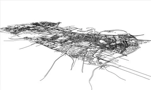 Outline city concept. Wire-frame style Stock Illustration