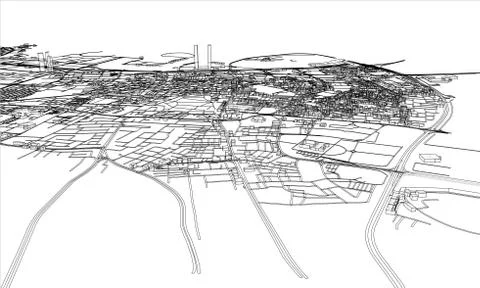Outline city concept. Wire-frame style Stock Illustration