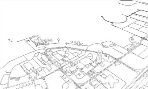 Outline city concept. Wire-frame style Stock Illustration