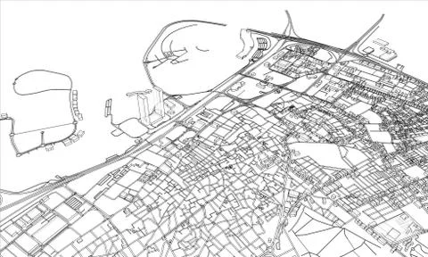 Outline city concept. Wire-frame style Stock Illustration