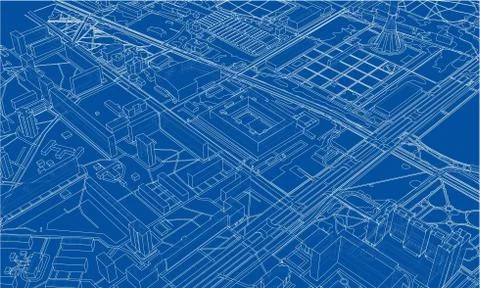 Outline city concept. Wire-frame style Stock Illustration