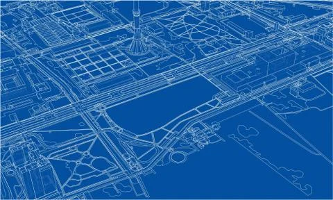 Outline city concept. Wire-frame style Stock Illustration