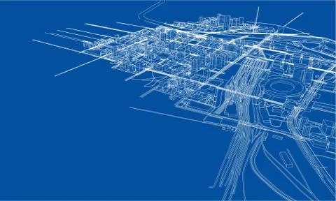 Outline city concept. Wire-frame style イラスト素材