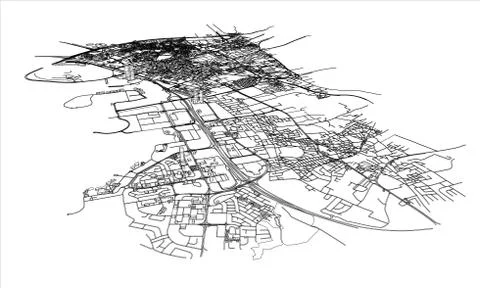 Outline city concept. Wire-frame style Illustrazione stock