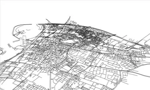 Outline city concept. Wire-frame style Stockillustratie