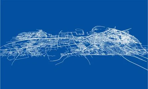 Outline city concept. Wire-frame style Stock Illustration