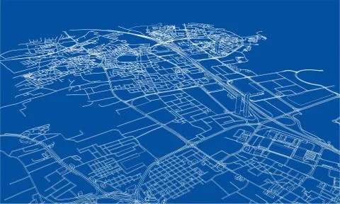 Outline city concept. Wire-frame style Stockillustratie
