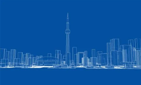 Outline city concept. Wire-frame style Stock Illustration