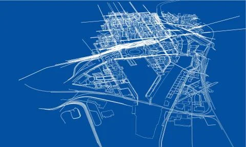 Outline city concept. Wire-frame style Stock Illustration