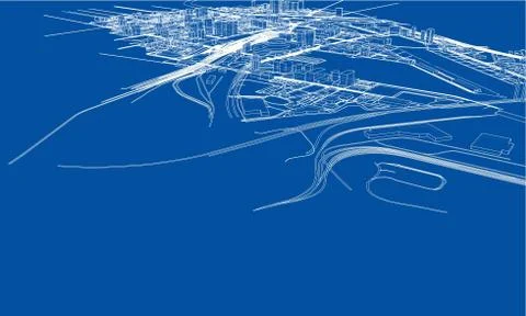 Outline city concept. Wire-frame style 스톡 일러스트