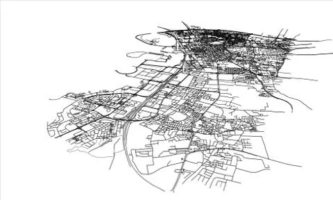 Outline city concept. Wire-frame style Stock Illustration