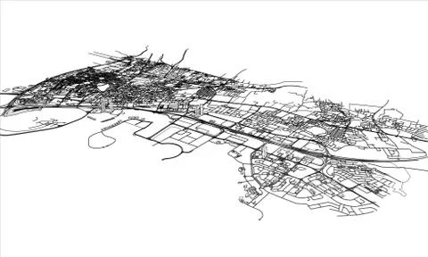 Outline city concept. Wire-frame style Stock Illustration