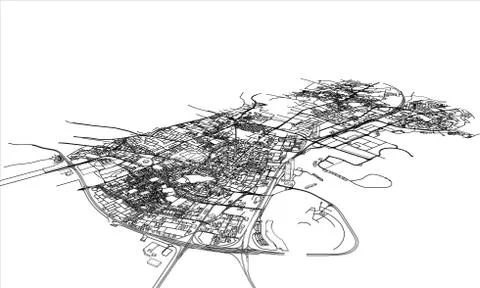 Outline city concept. Wire-frame style Stockillustratie