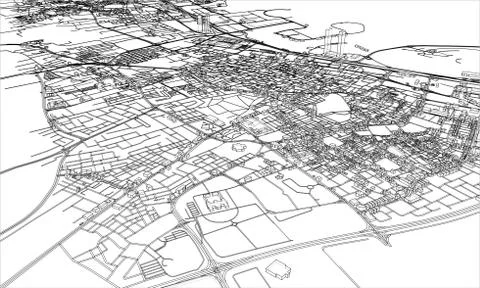 Outline city concept. Wire-frame style Stock Illustration