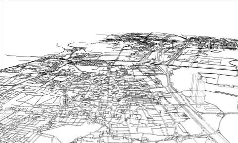 Outline city concept. Wire-frame style Stock Illustration