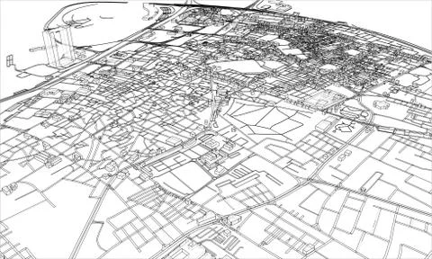 Outline city concept. Wire-frame style Stock Illustration