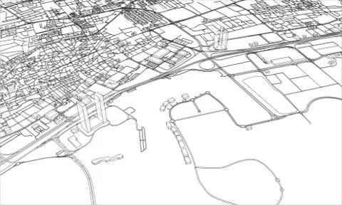 Outline city concept. Wire-frame style 스톡 일러스트