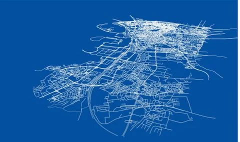 Outline city concept. Wire-frame style Stock Illustration